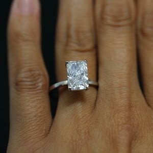 3.55 Carat Radiant Cut Certified Diamond White Gold Ring